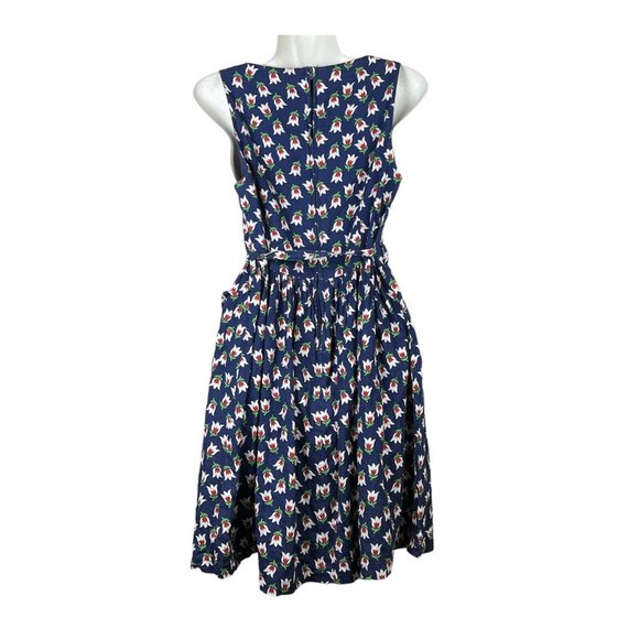 Dangerfield Princess Highway Dress Floral Navy Blue Tie Waist Cotton Size 8 - Picture 2 of 12